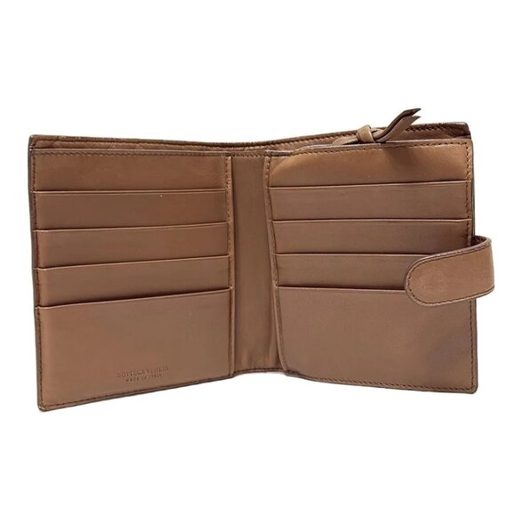 Auth BOTTEGA VENETA Intrecciato 114073 Brown Leather unclear Bifold Wallet - Picture 3 of 5